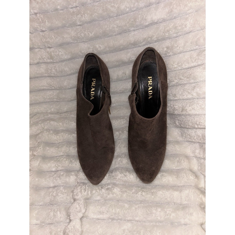 Prada Brown Suede Ankle Booties - Picture 2 of 14